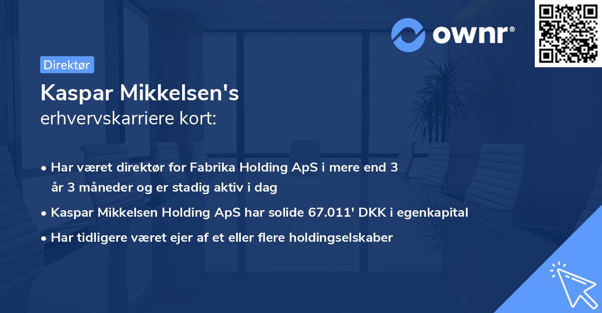 Kaspar Mikkelsen's erhvervskarriere kort