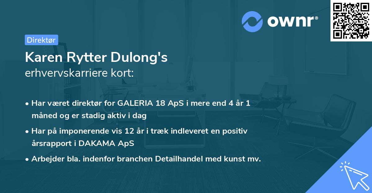 Karen Rytter Dulong's erhvervskarriere kort