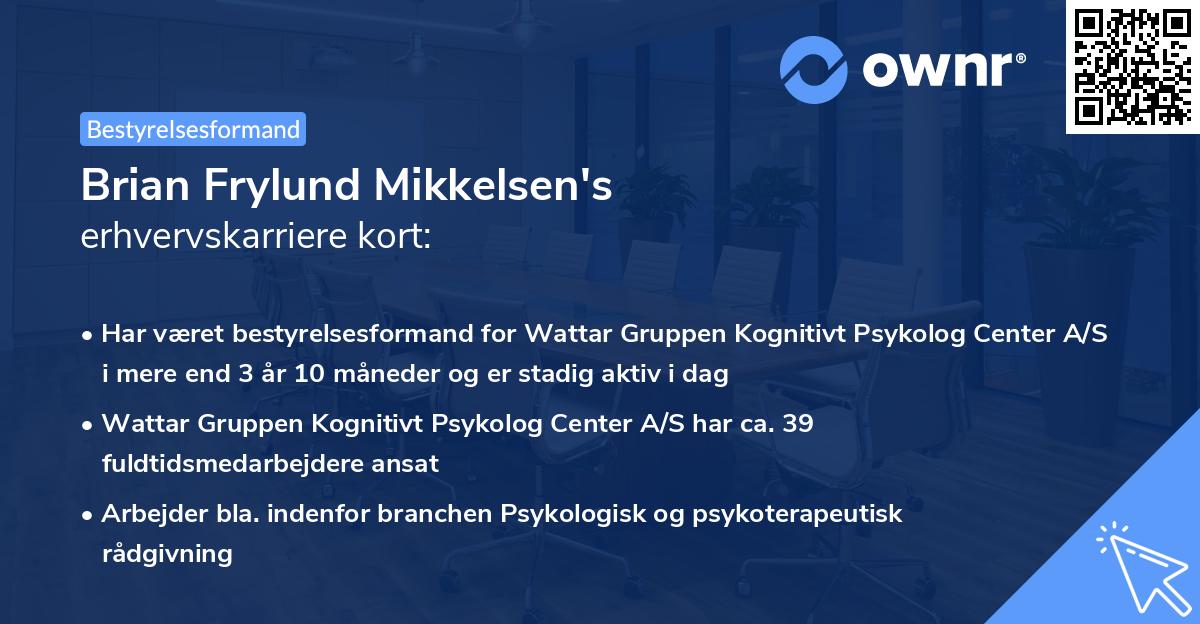Brian Frylund Mikkelsen's erhvervskarriere kort