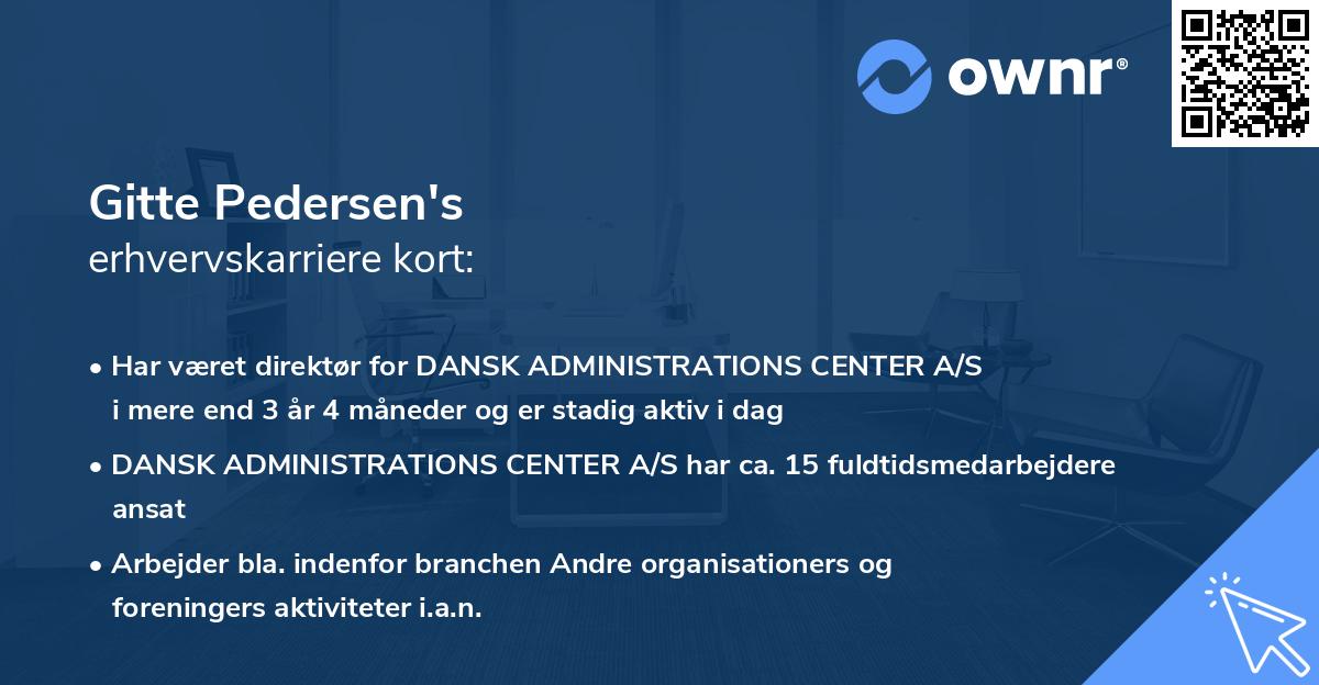 Gitte Pedersen's erhvervskarriere kort