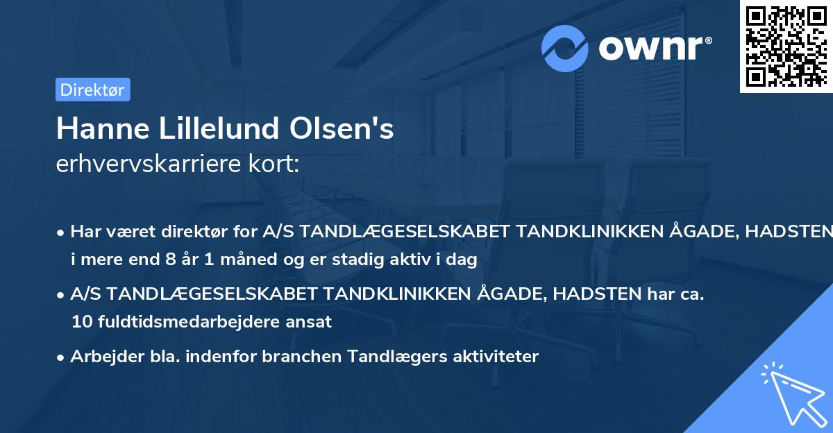 Hanne Lillelund Olsen's erhvervskarriere kort