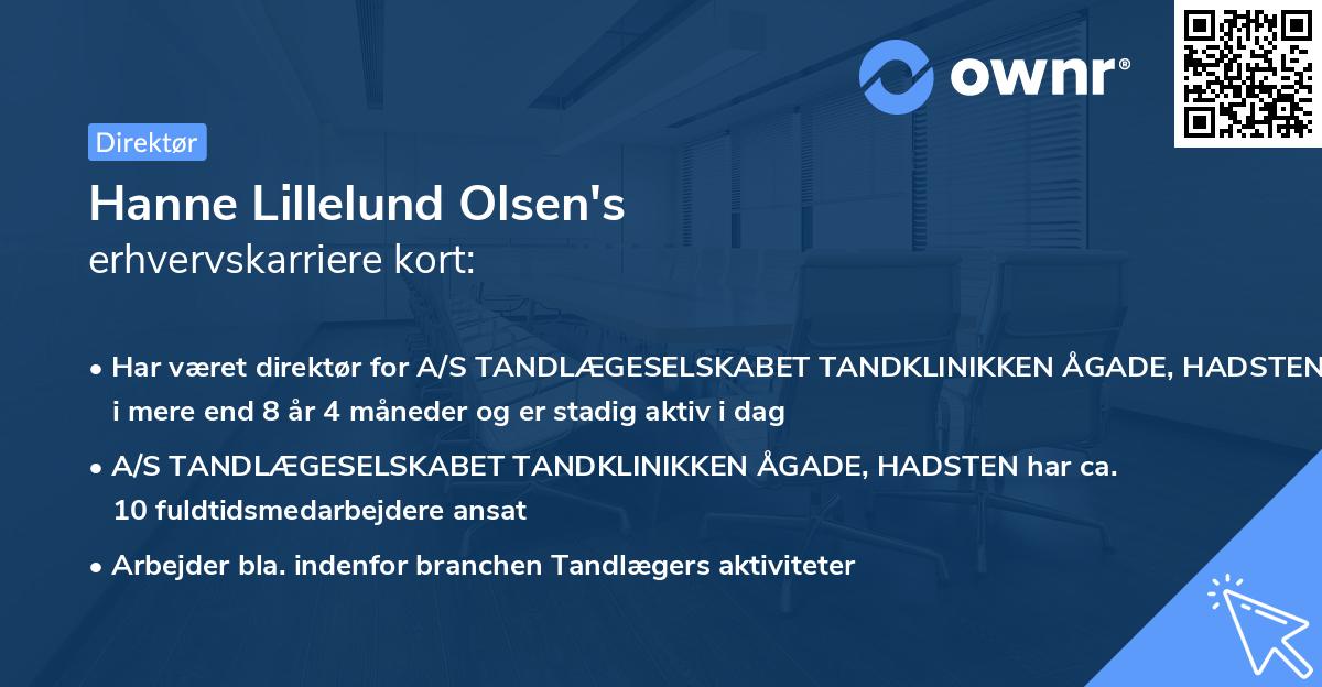 Hanne Lillelund Olsen's erhvervskarriere kort