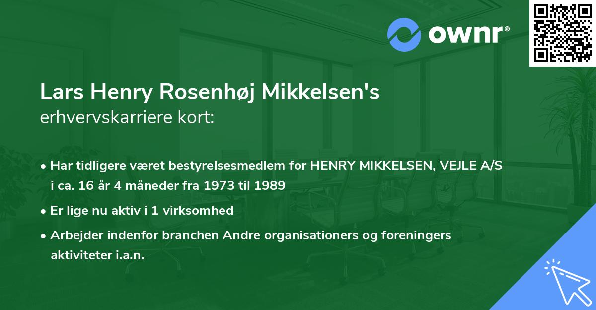 Lars Henry Rosenhøj Mikkelsen's erhvervskarriere kort
