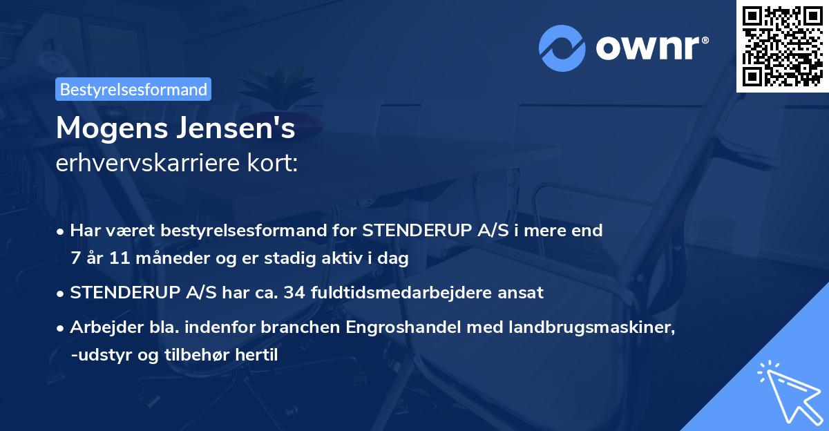 Mogens Jensen's erhvervskarriere kort