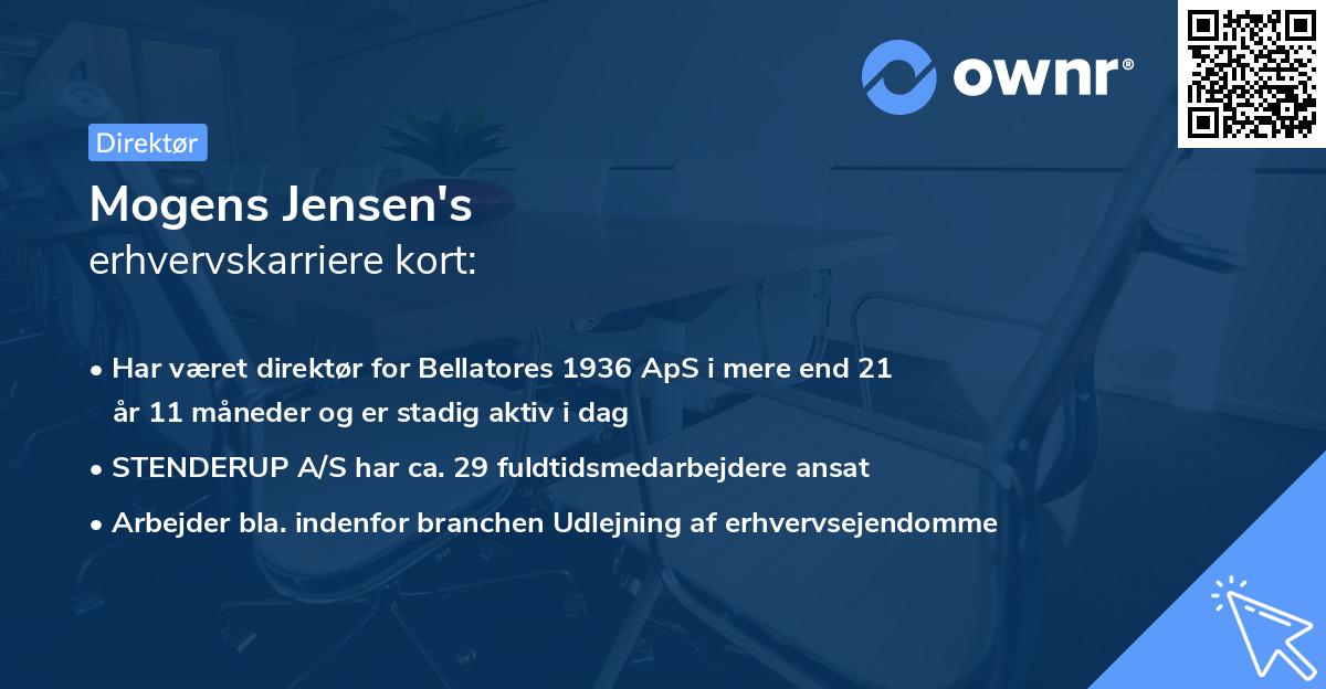Mogens Jensen's erhvervskarriere kort