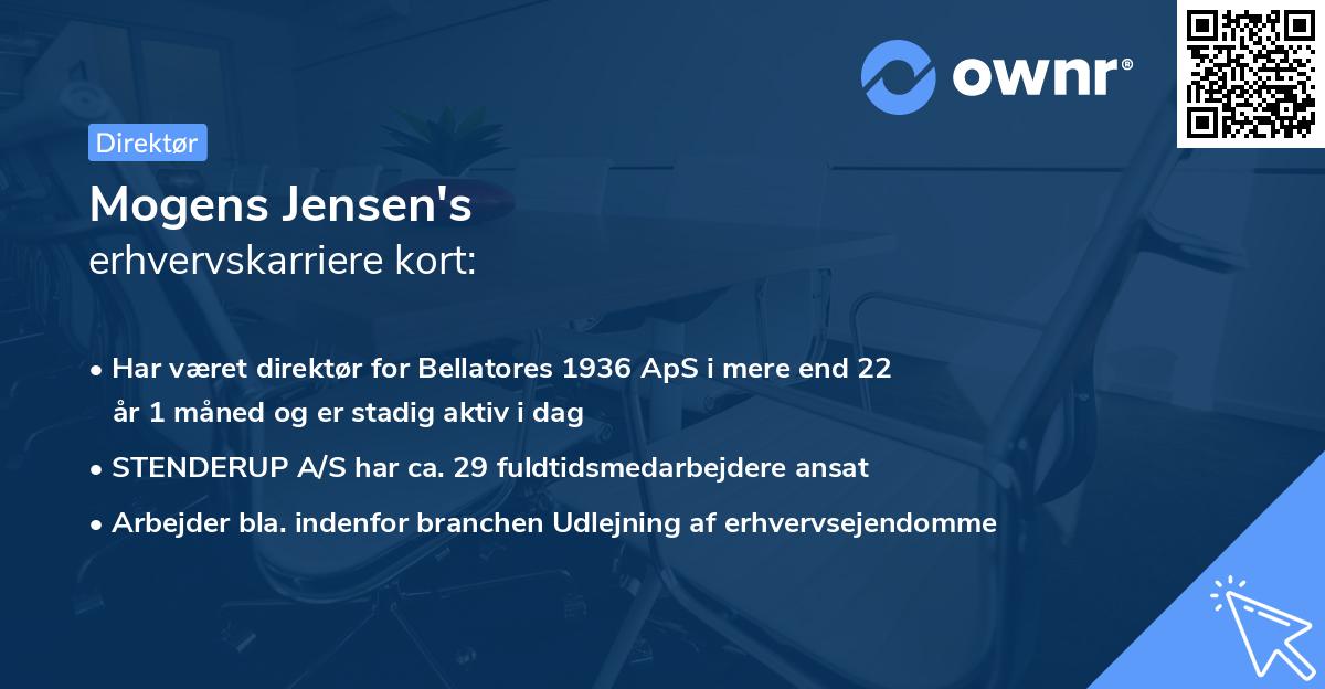 Mogens Jensen's erhvervskarriere kort
