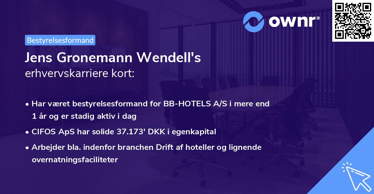 Jens Gronemann Wendell's erhvervskarriere kort