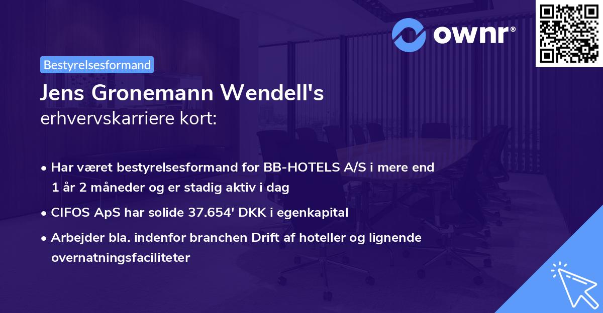 Jens Gronemann Wendell's erhvervskarriere kort