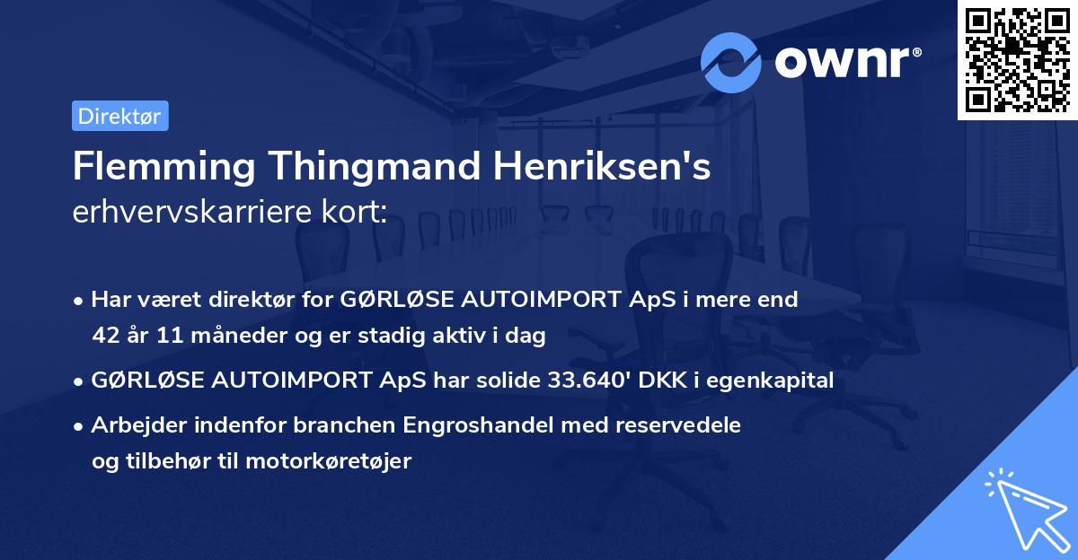 Flemming Thingmand Henriksen's erhvervskarriere kort