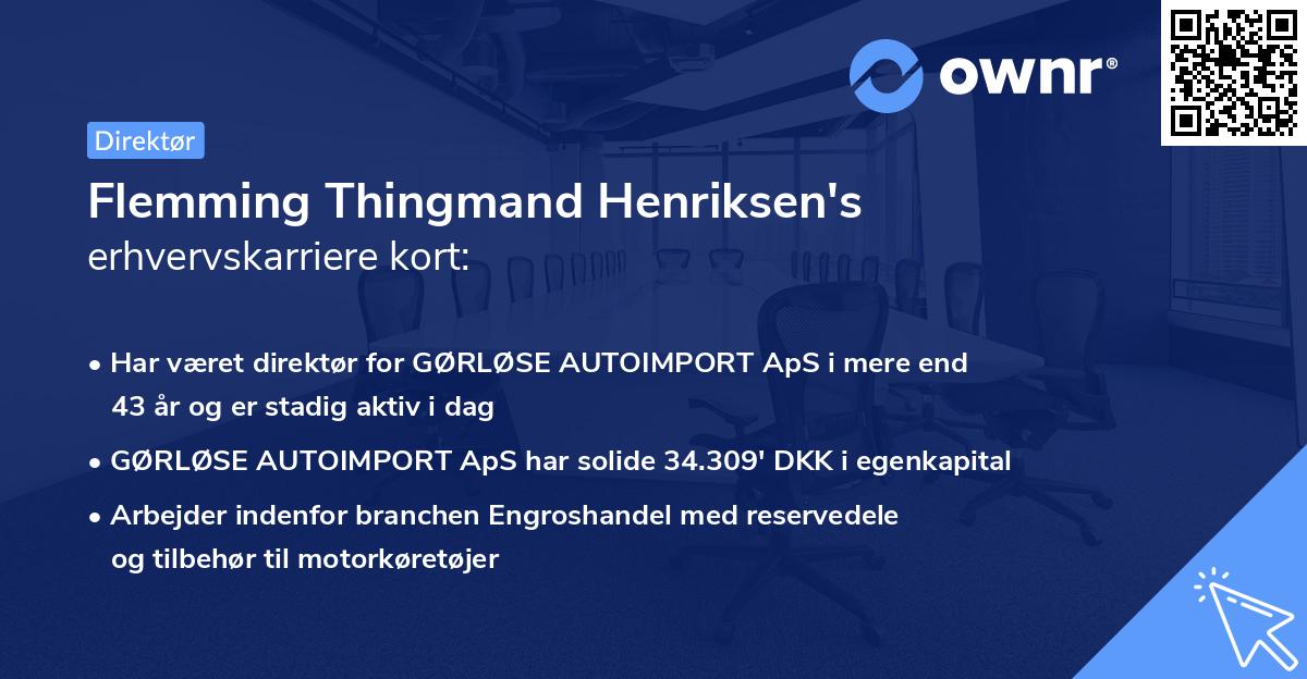 Flemming Thingmand Henriksen's erhvervskarriere kort