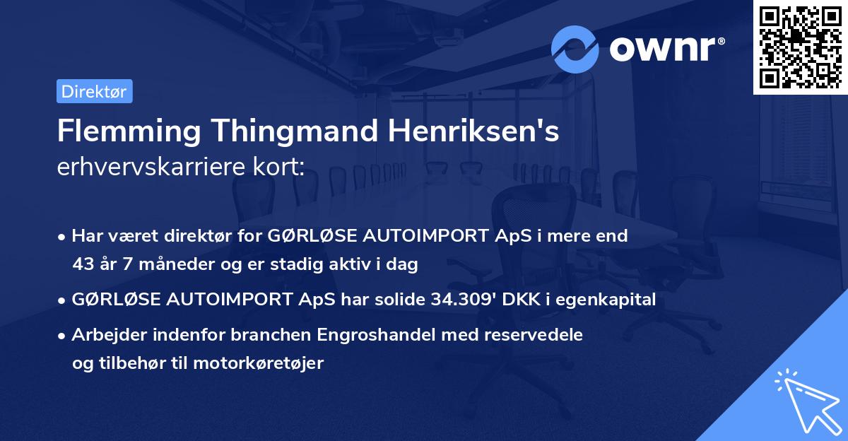 Flemming Thingmand Henriksen's erhvervskarriere kort