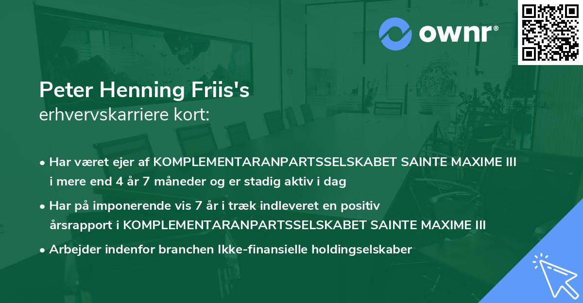 Peter Henning Friis's erhvervskarriere kort