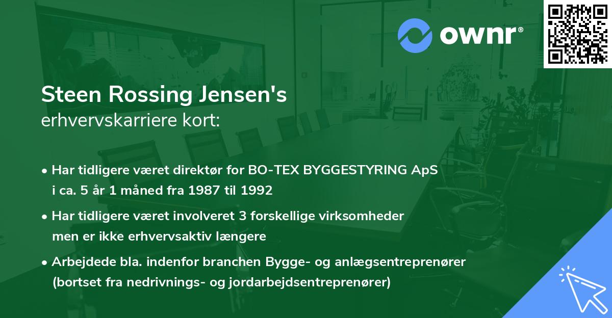 Steen Rossing Jensen's erhvervskarriere kort