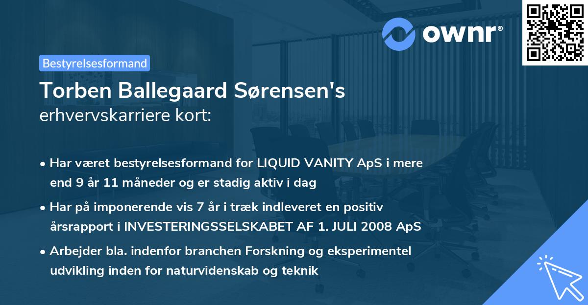 Torben Ballegaard Sørensen's erhvervskarriere kort