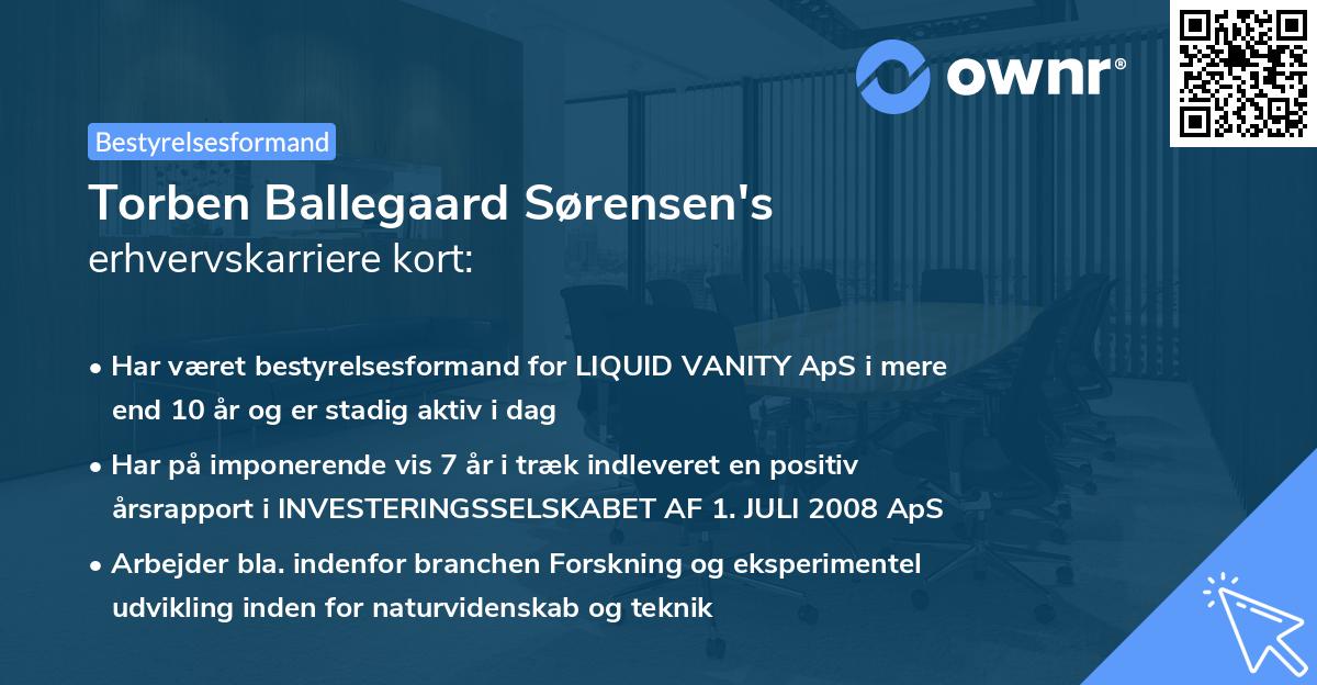 Torben Ballegaard Sørensen's erhvervskarriere kort