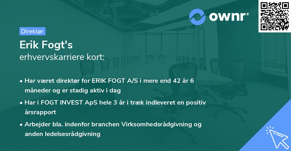 Erik Fogt's erhvervskarriere kort