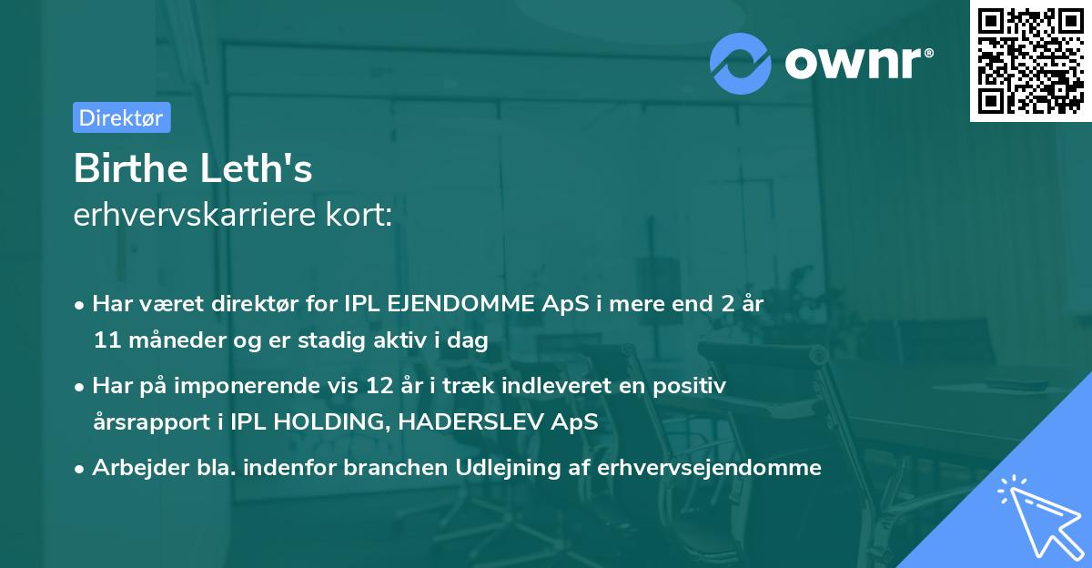 Birthe Leth's erhvervskarriere kort