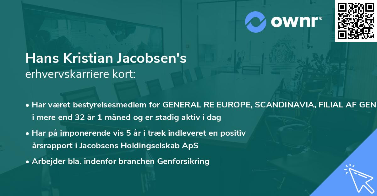 Hans Kristian Jacobsen's erhvervskarriere kort