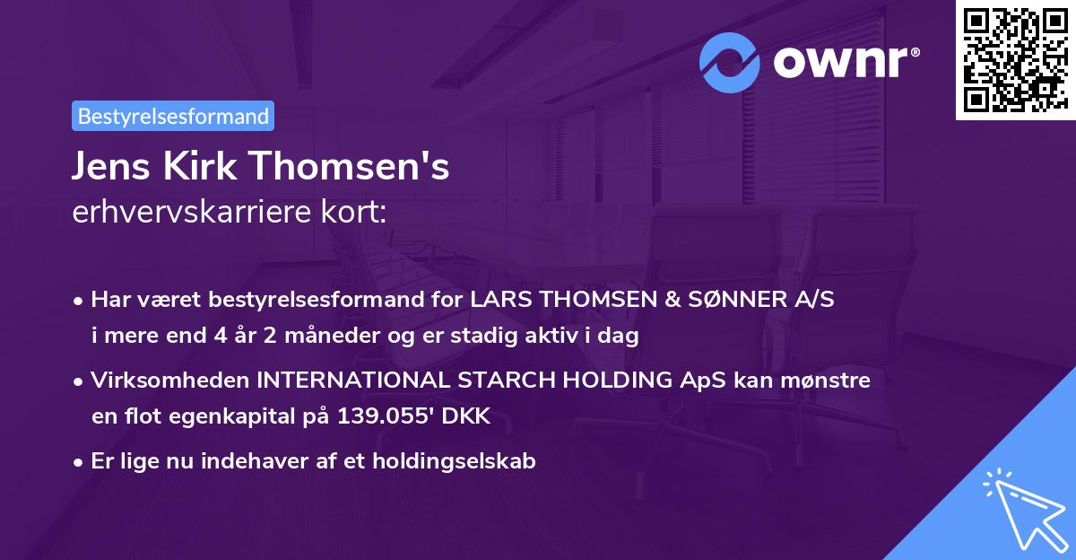 Jens Kirk Thomsen's erhvervskarriere kort