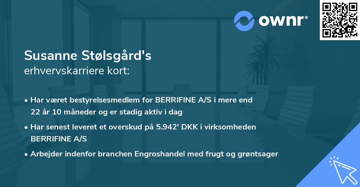 Susanne Stølsgård's erhvervskarriere kort
