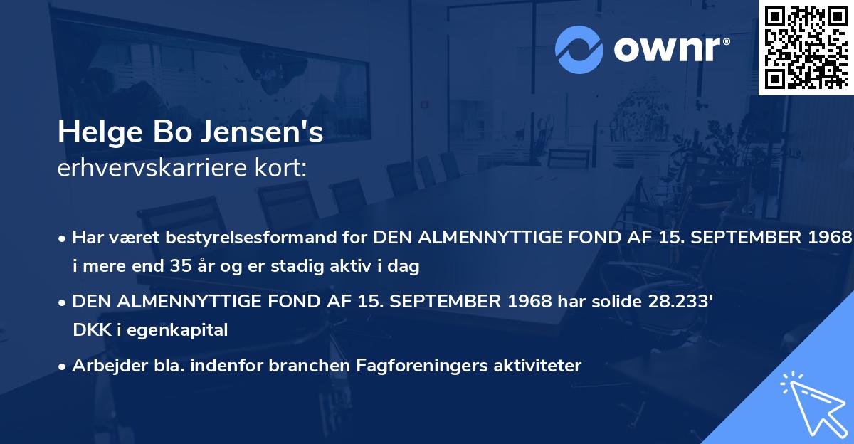 Helge Bo Jensen's erhvervskarriere kort