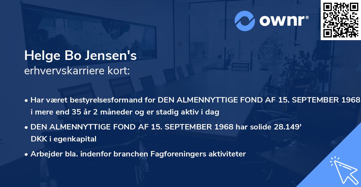 Helge Bo Jensen's erhvervskarriere kort