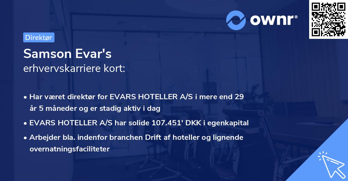 Samson Evar's erhvervskarriere kort
