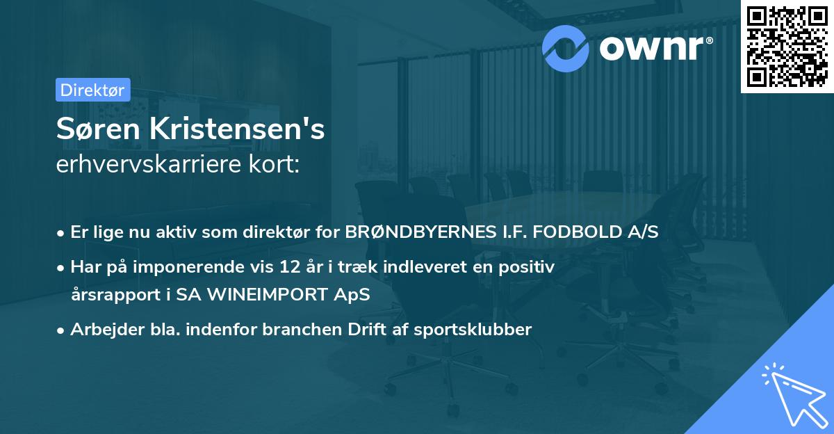 Søren Kristensen's erhvervskarriere kort