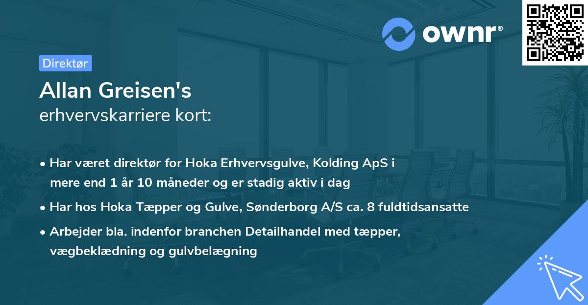 Allan Greisen's erhvervskarriere kort
