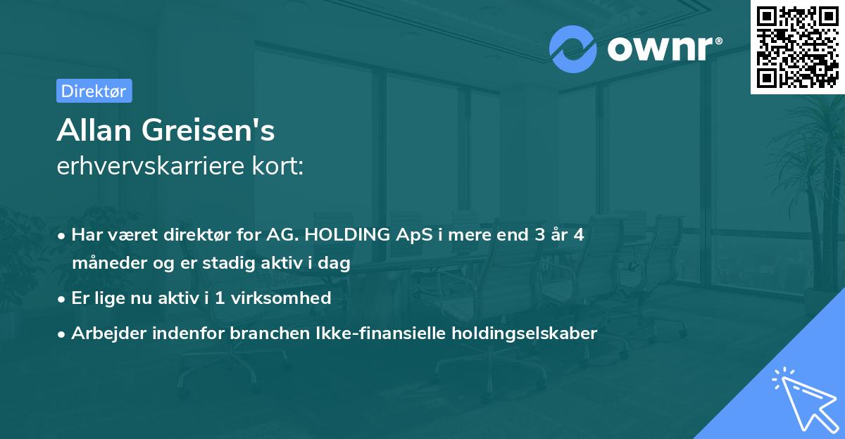 Allan Greisen's erhvervskarriere kort