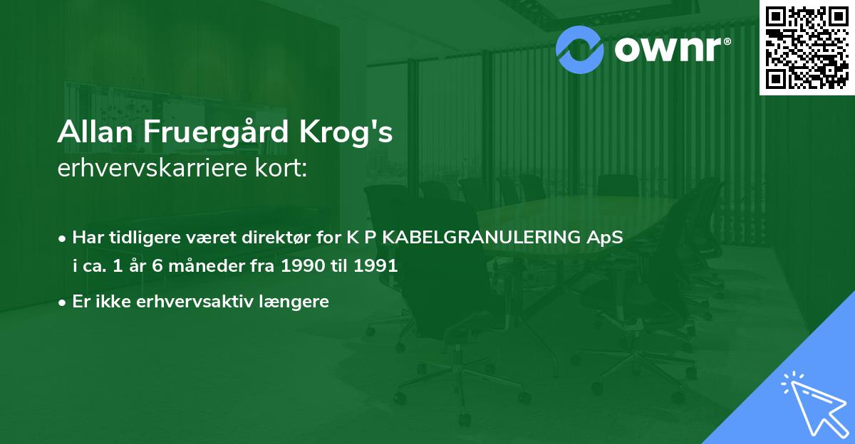 Allan Fruergård Krog's erhvervskarriere kort