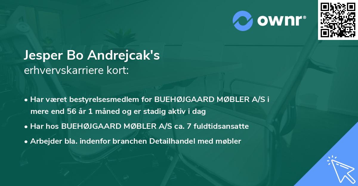 Jesper Bo Andrejcak's erhvervskarriere kort