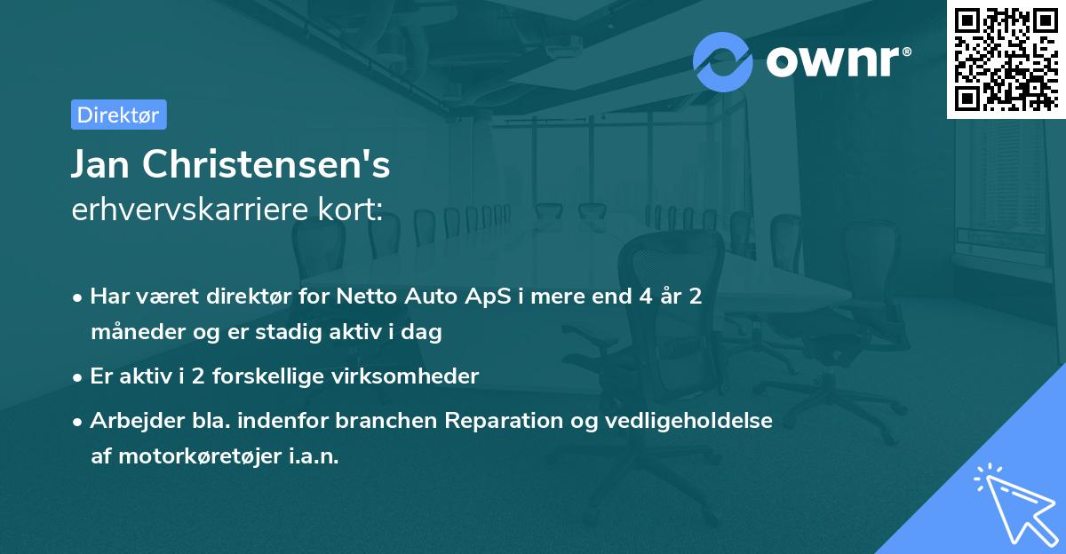 Jan Christensen's erhvervskarriere kort
