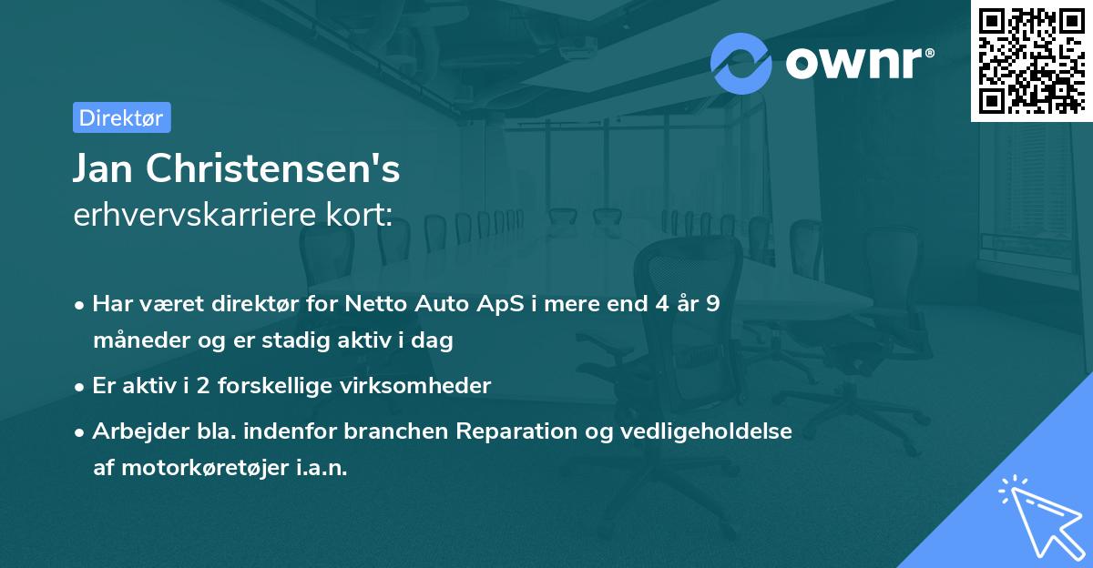 Jan Christensen's erhvervskarriere kort