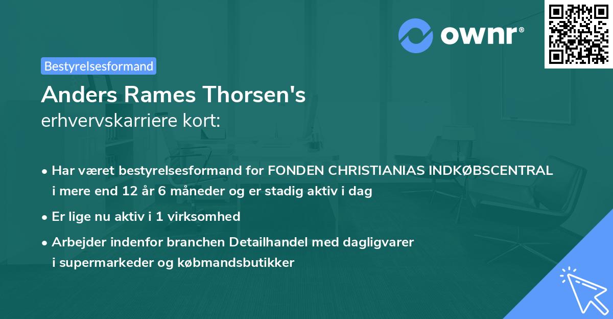 Anders Rames Thorsen's erhvervskarriere kort