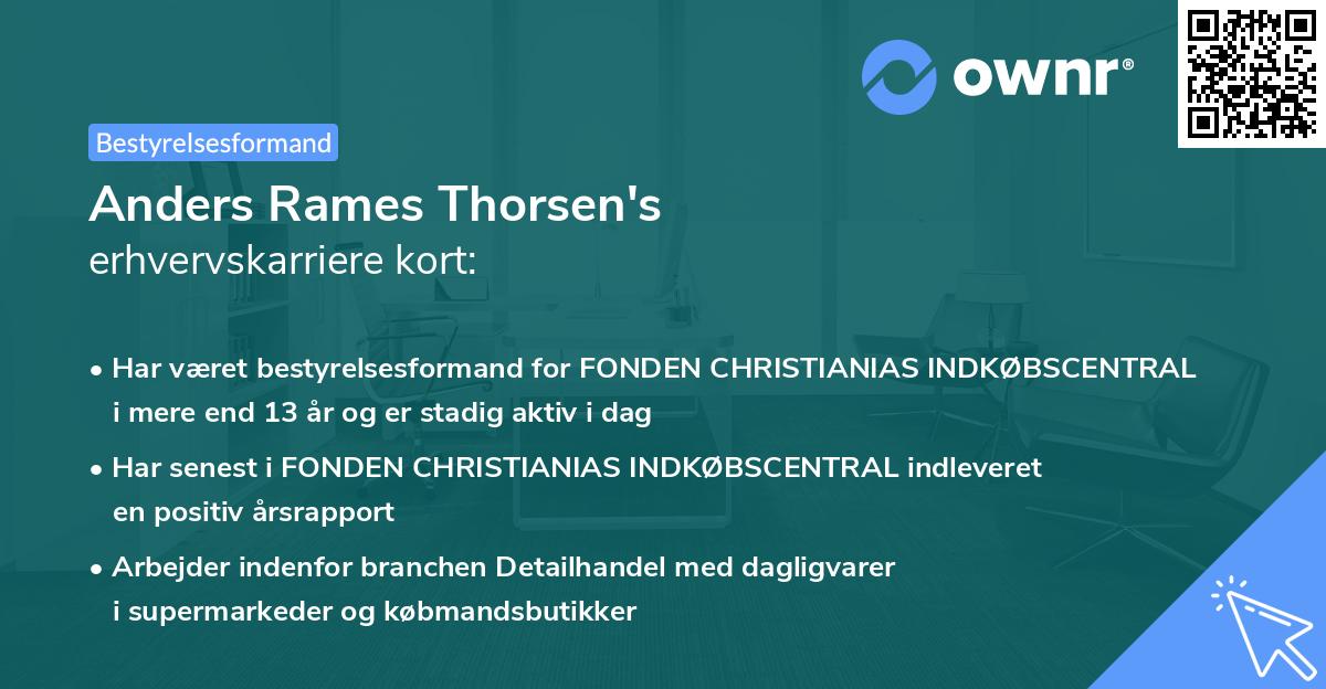 Anders Rames Thorsen's erhvervskarriere kort