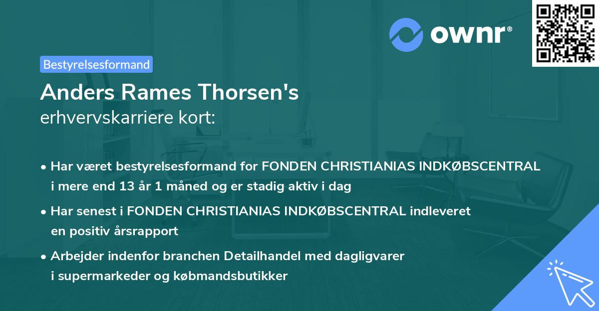 Anders Rames Thorsen's erhvervskarriere kort