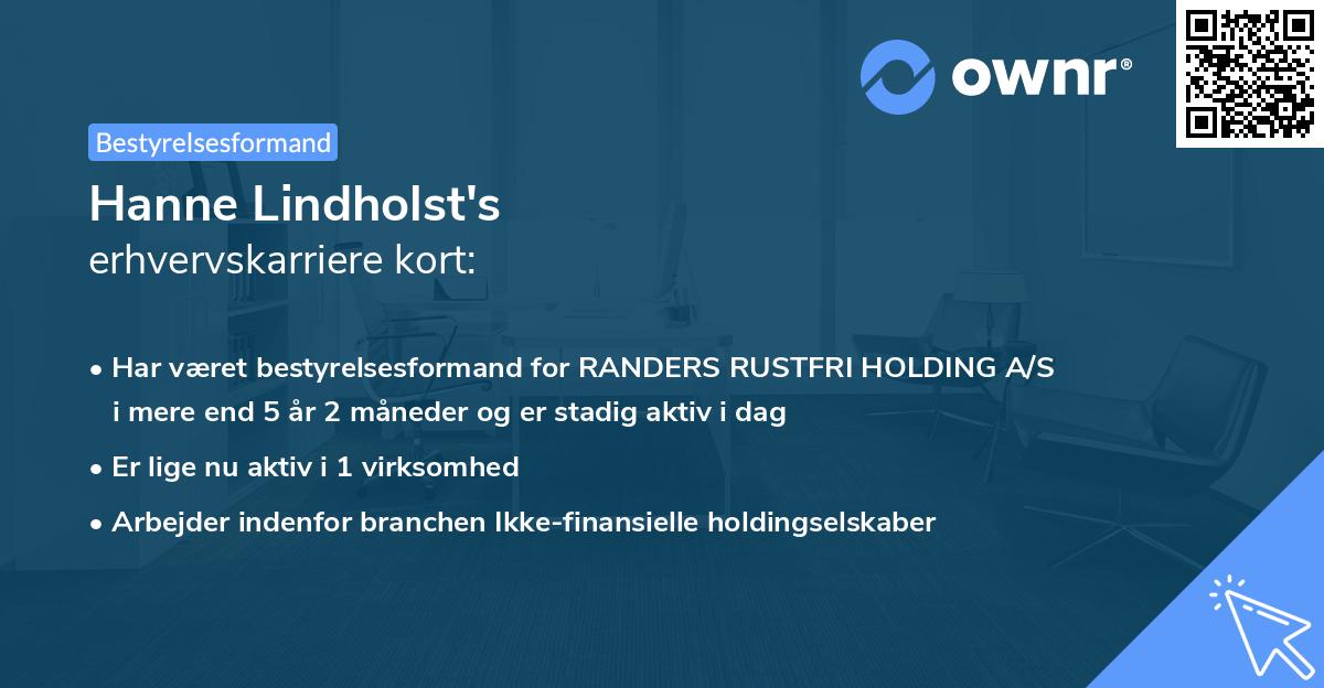 Hanne Lindholst's erhvervskarriere kort