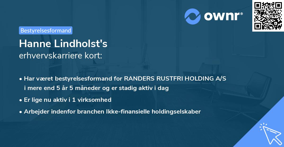 Hanne Lindholst's erhvervskarriere kort