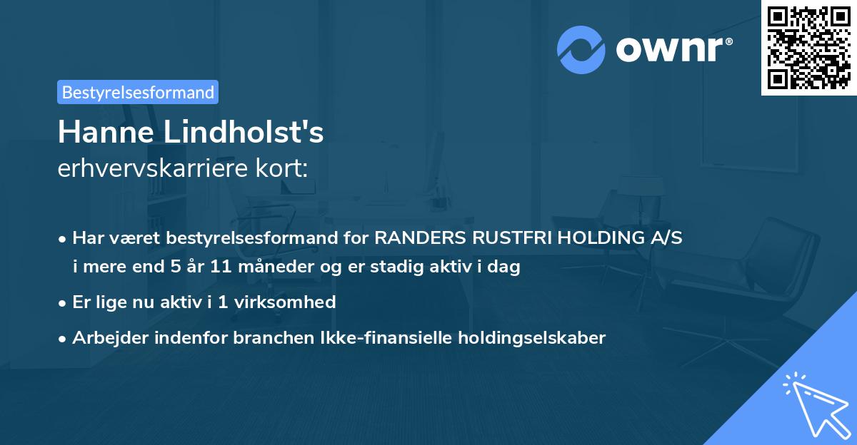 Hanne Lindholst's erhvervskarriere kort