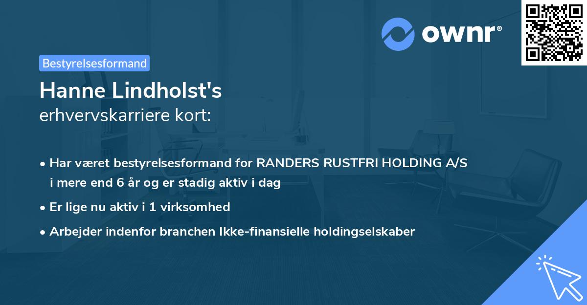 Hanne Lindholst's erhvervskarriere kort
