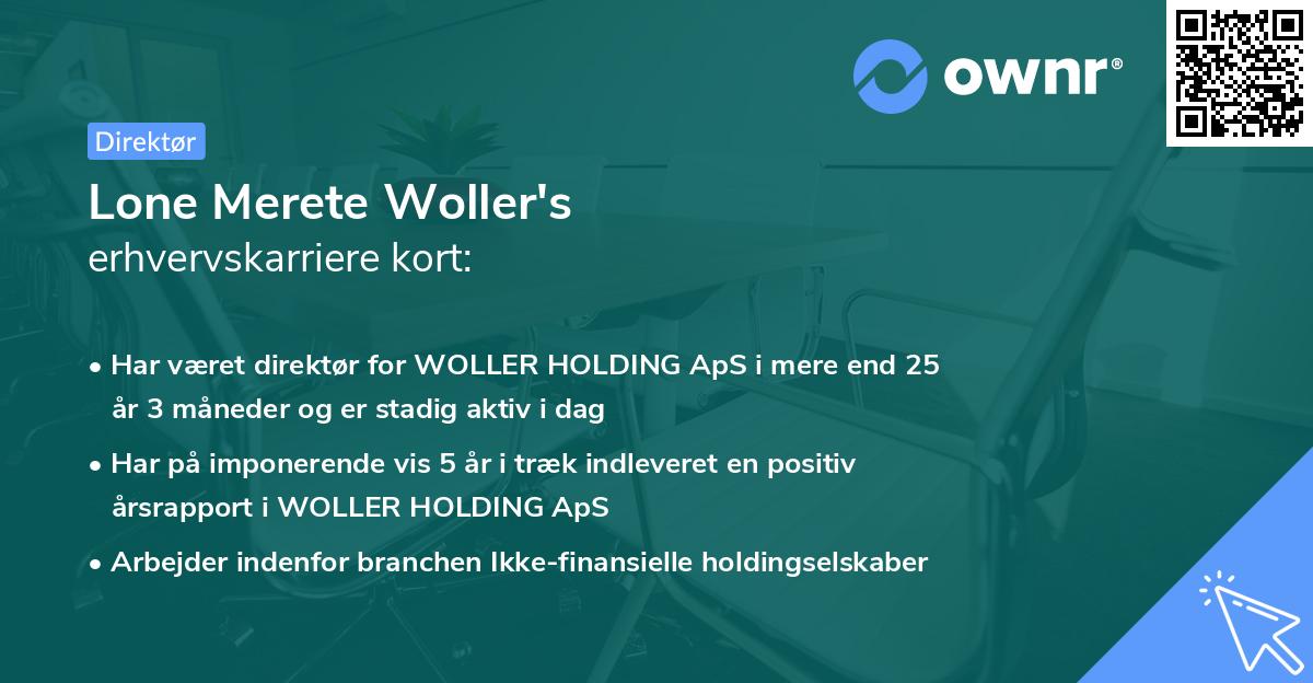 Lone Merete Woller's erhvervskarriere kort