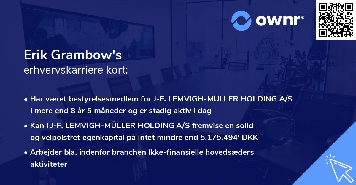 Erik Grambow's erhvervskarriere kort