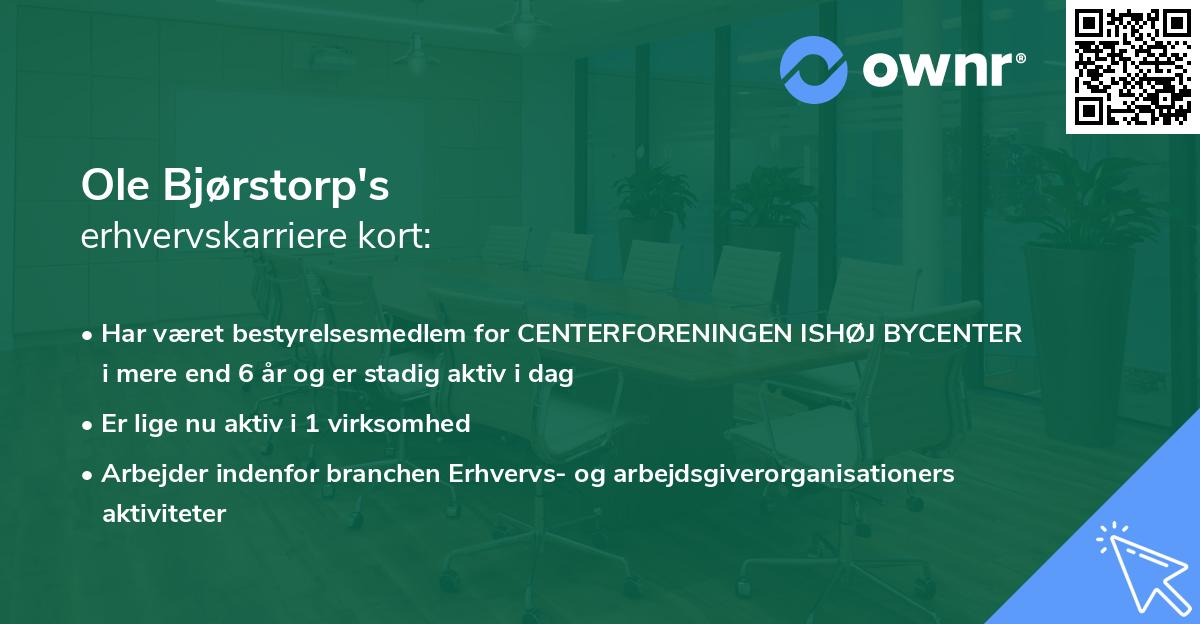 Ole Bjørstorp's erhvervskarriere kort