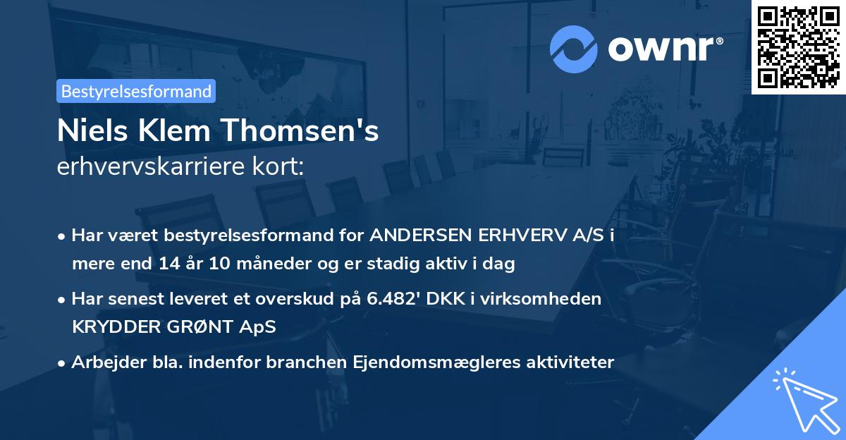 Niels Klem Thomsen's erhvervskarriere kort