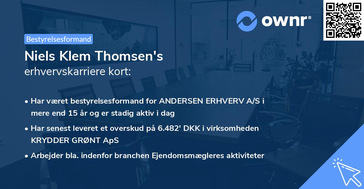 Niels Klem Thomsen's erhvervskarriere kort