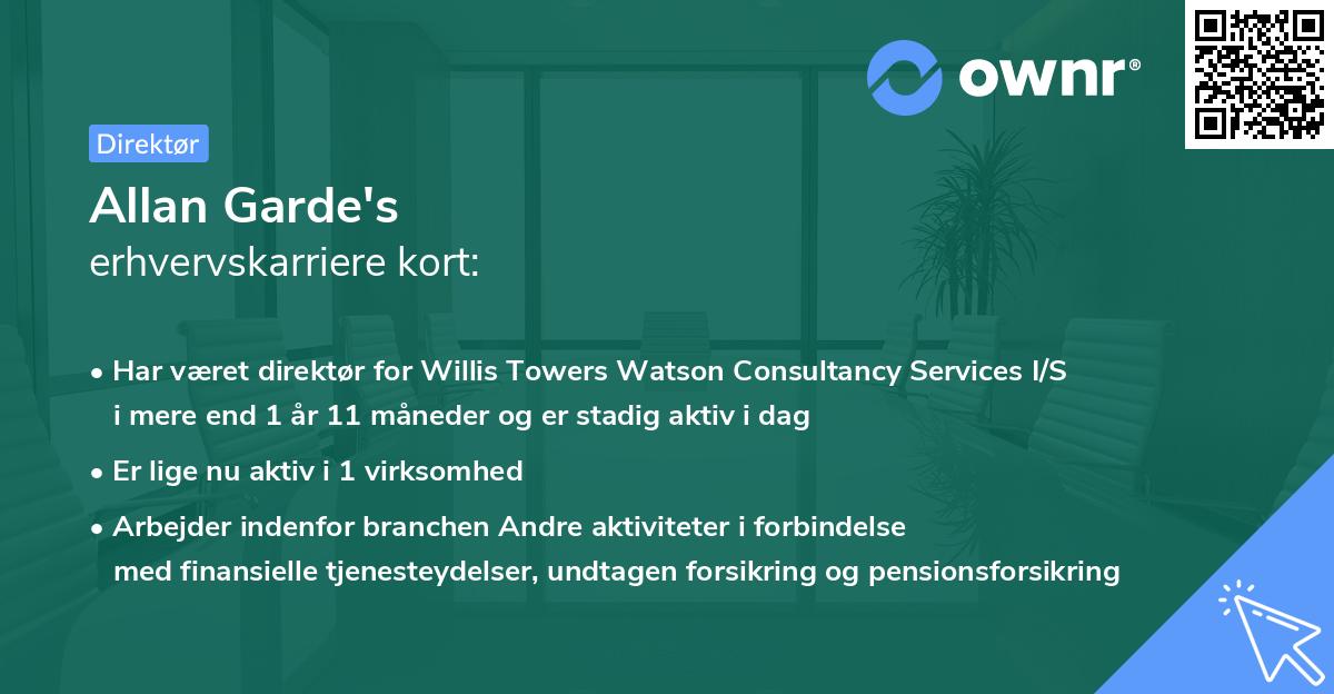 Allan Garde's erhvervskarriere kort