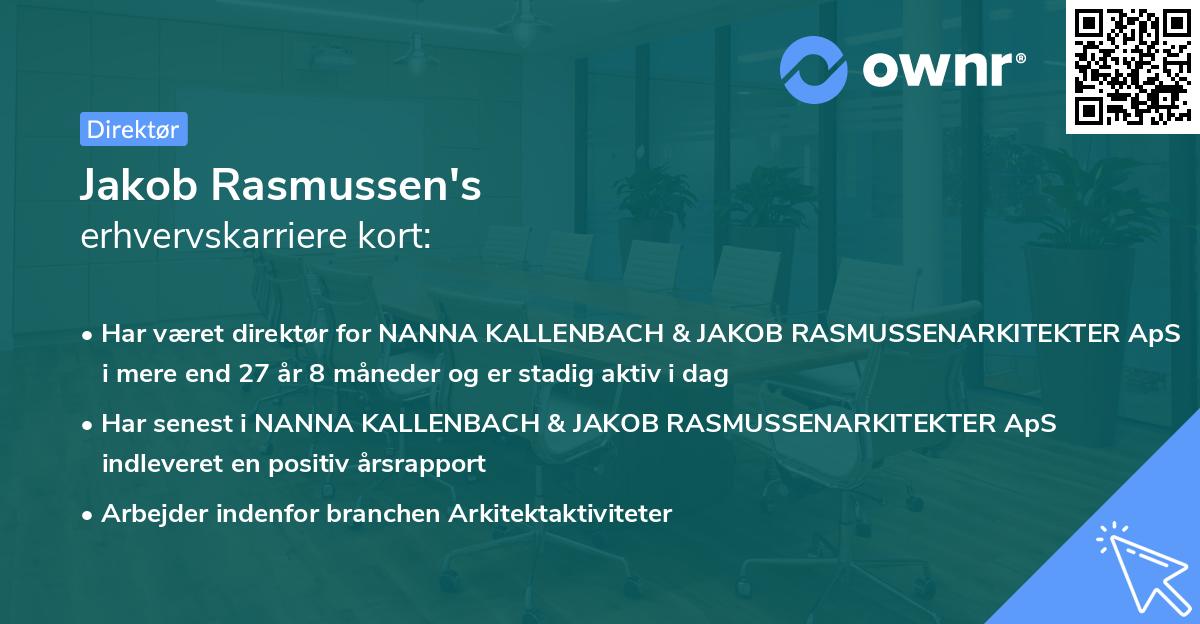 Jakob Rasmussen's erhvervskarriere kort