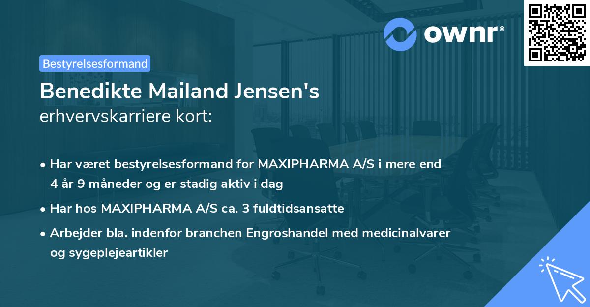 Benedikte Mailand Jensen's erhvervskarriere kort