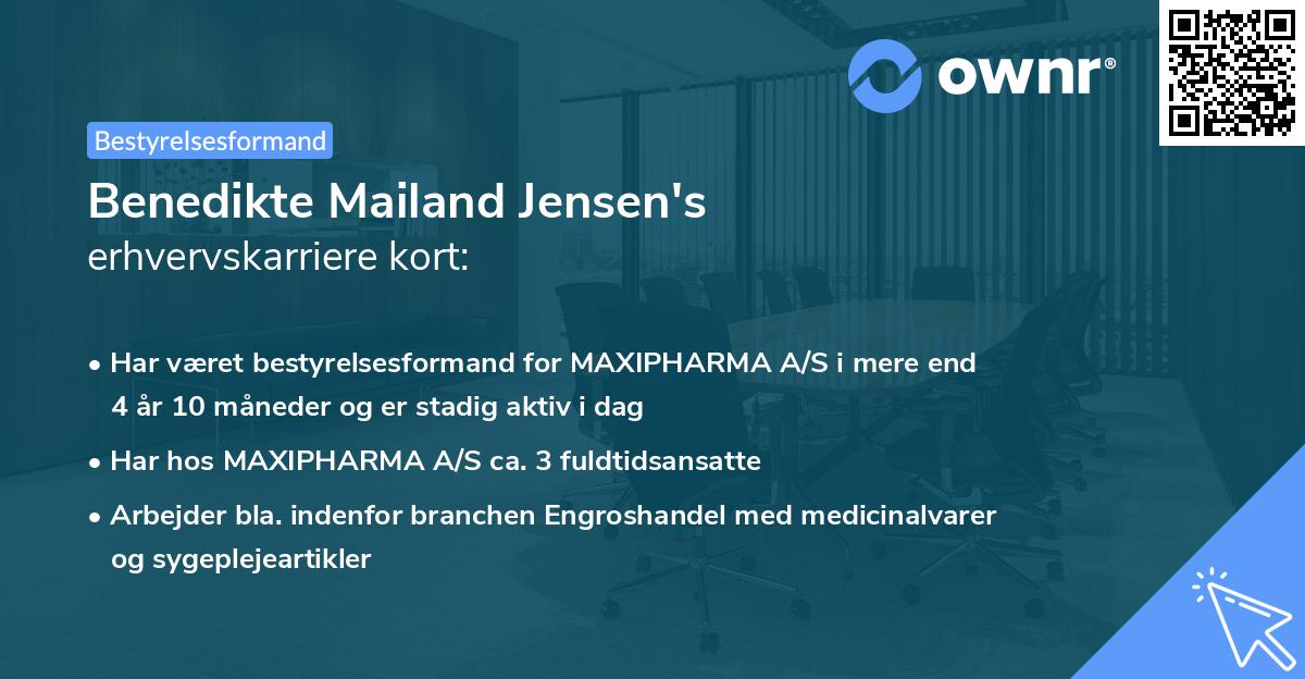Benedikte Mailand Jensen's erhvervskarriere kort
